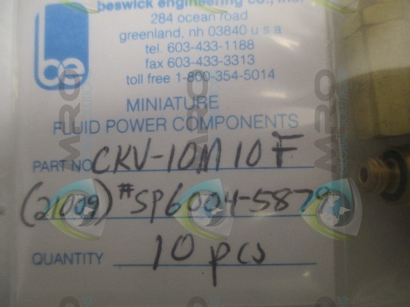 BESWICK CKV-10M10F CHECK VALVE (PKG OF 10)  NSMP