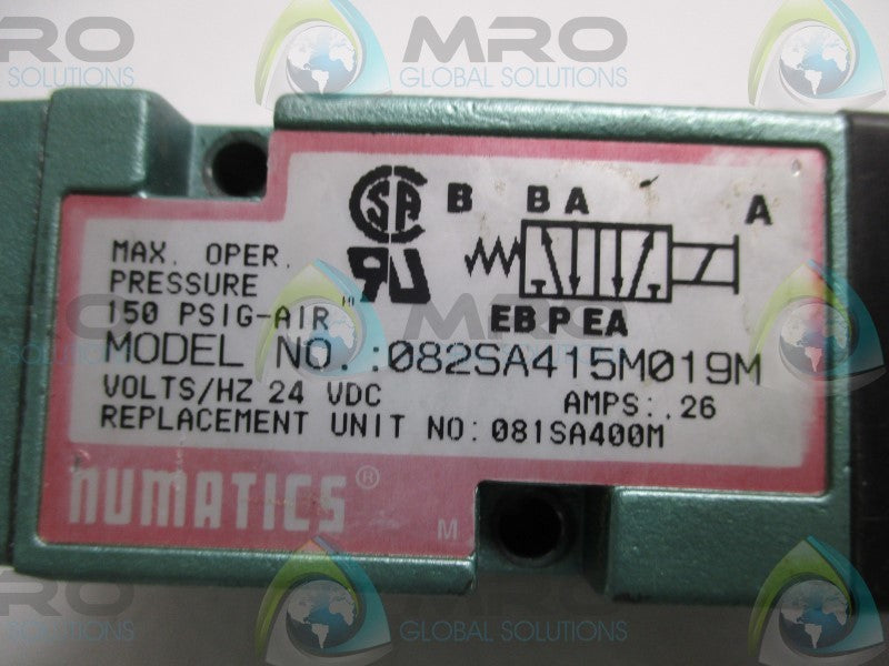NUMATICS 082SA415M019M SOLENOID VALVE (REPAIRED)  UNMP