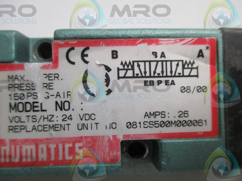 NUMATICS 081SS500M000061 SOLENOID VALVE (REPAIRED)  UNMP