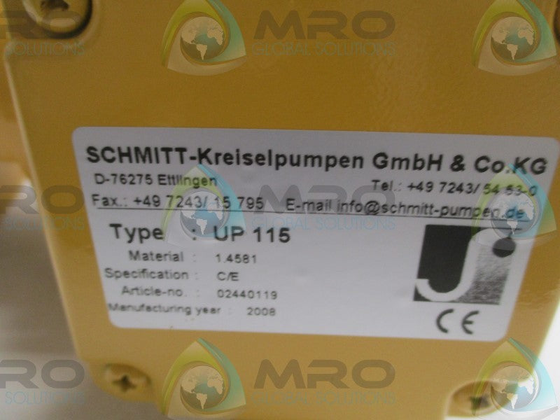 EMG SCHMITT UP115 CENTRIFUGAL PUMP  NSNP