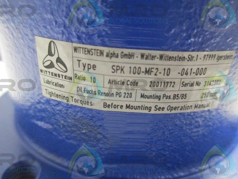 WITTENSTEIN SPK100-MF2-10-041-000 GEAR BOX RATIO 10:1  NSNP