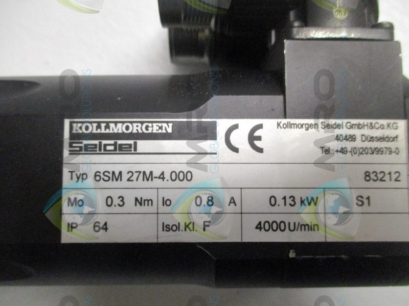 KOLLMORGEN 6SM27M-4.000 SERVO MOTOR RPM:4000  UNMP