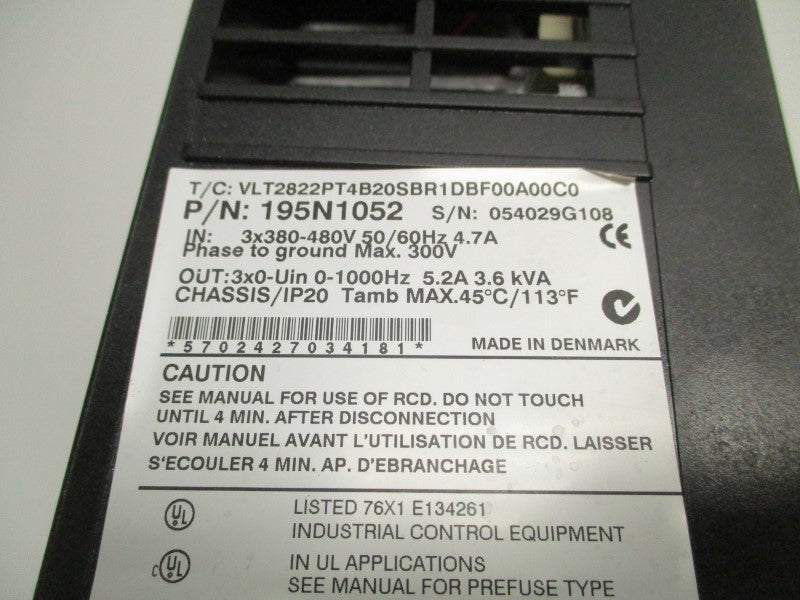 DANFOSS VLT2822PT4B20SBR1DBF00A00C0 DRIVE INVERTER  UNMP