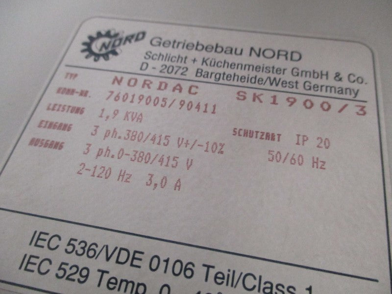 NORD SK1900/3 FREQUENCY INVERTER  UNMP