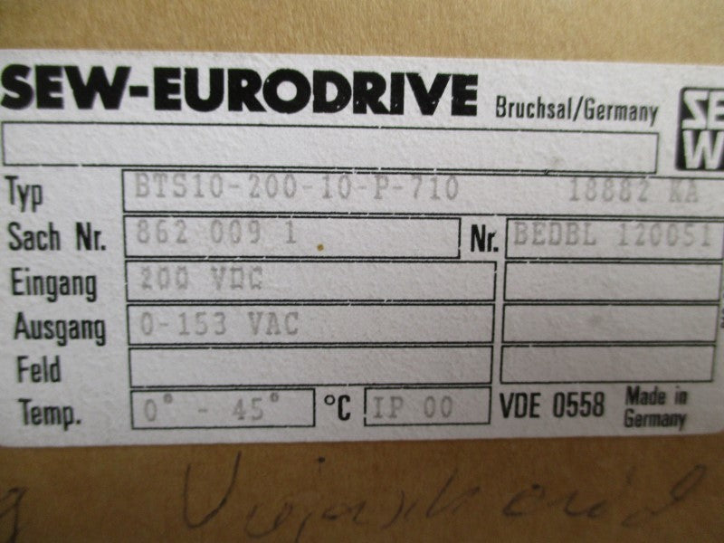 SEW-EURODRIVE BTS10-200-10-P-710 SERVO DRIVE  NSMP