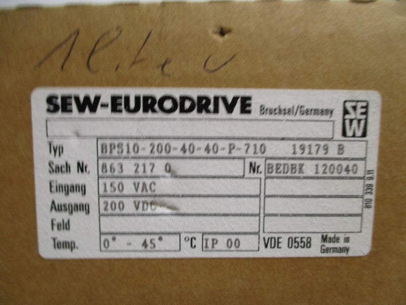 SEW-EURODRIVE BPS10-200-40-40-P-710 SERVO DRIVE  NSMP