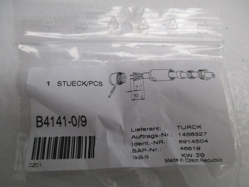 TURCK B4141-0/9 FEMALE STRAIGHT CONNECTOR  NSMP