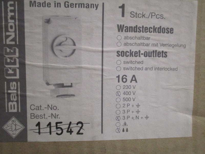 BALSCEENORM 11542 WALL MOUNTING SOCKET OUTLET  NSMP