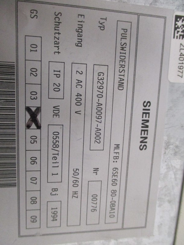 SIEMENS PULSWIDERSTAND G32970-A0097-A002 DRIVE  UNMP