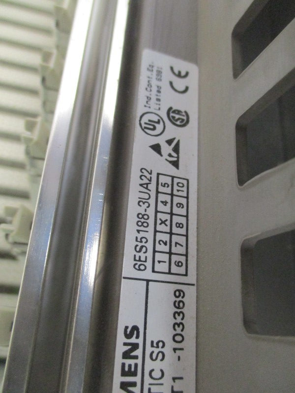 SIEMENS SIMATIC S5 6ES5188-3UA22 21-SLOT RACK UNIT (AS PICTURED)  UNMP