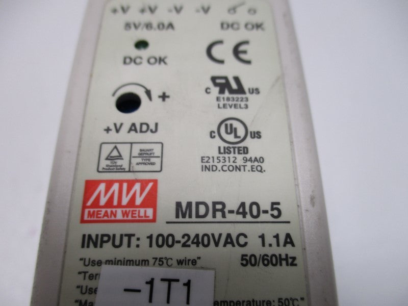 MEAN WELL MDR-40-5 DIN RAIL POWER SUPPLY  UNMP