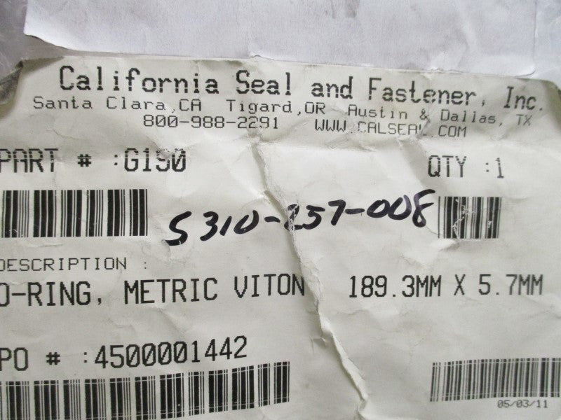 CALIFORNIA SEAL & FASTENER G190 O-RING  NSNP
