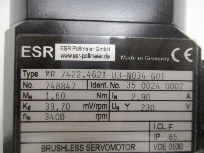 ESR MR7422.4621-U3-N034-G01 BRUSLESS SERVOMOTOR RPM:3400  NSMP