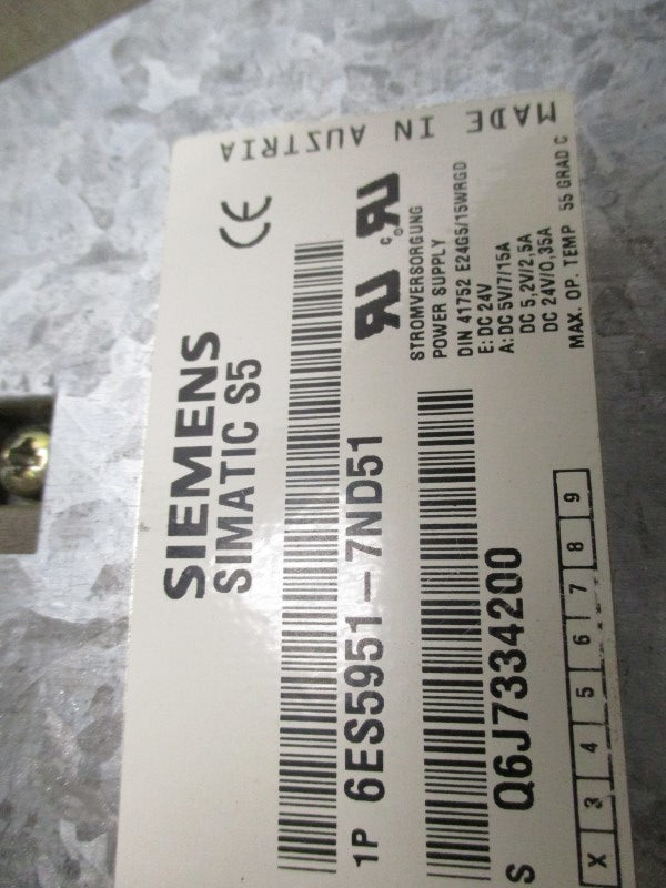 SIEMENS SIMATIC S5 6ES5951-7ND51 POWER SUPPLY  UNMP