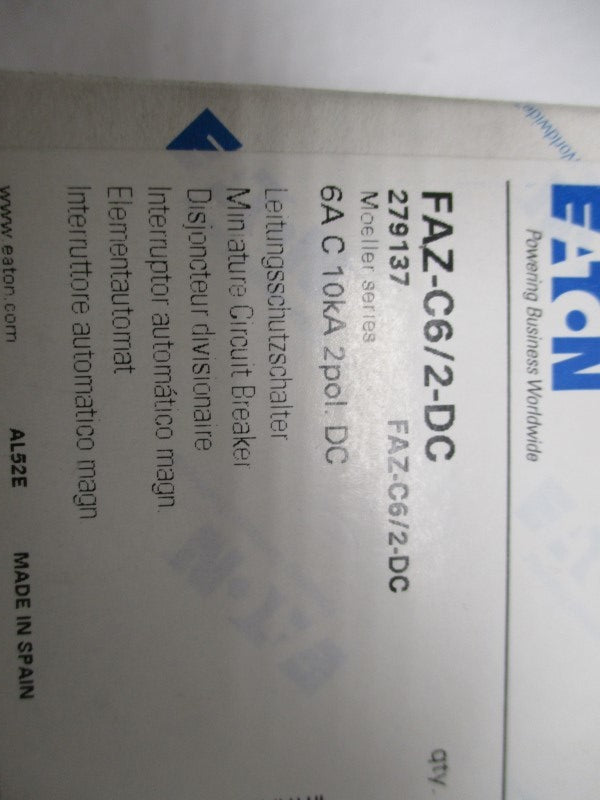 EATON FAZ-C6/2-DC CIRCUIT BRAEKER 6A  NSMP