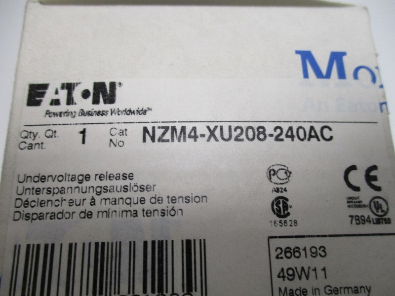 EATON NZM4-XU208-240AC UNDERVOLTAGE RELEASE 208=240VAC  NSMP