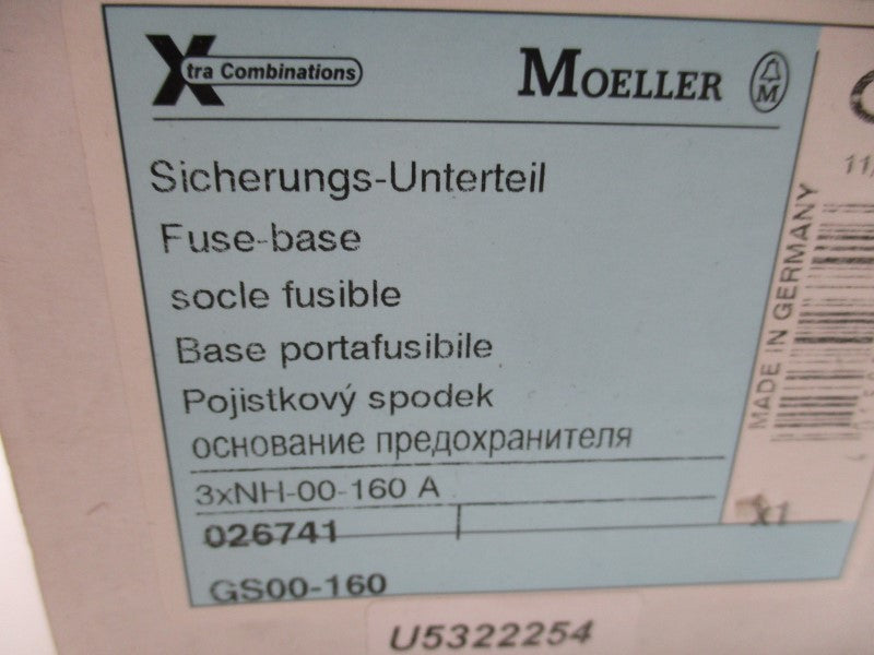 KLOCKNER MOELLER GS00-160 FUSE BASE  NSMP