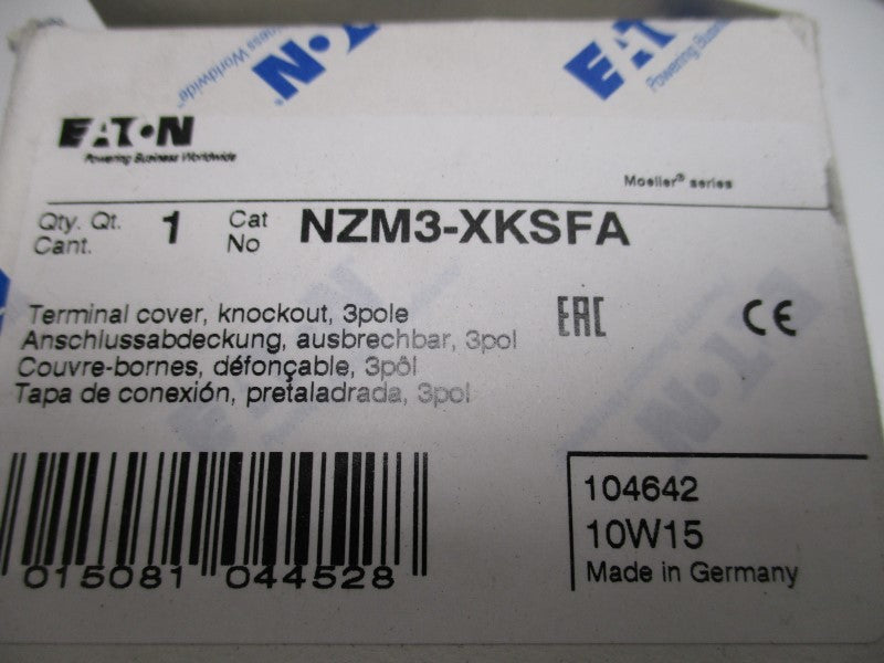 EATON NZM3-XKSFA TERMINAL COVER 3P KNOCKOUT  NSMP