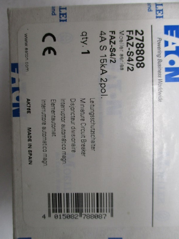 EATON FAZ-S4/2 CIRCUIT BREAKER 4A  NSMP