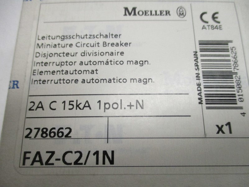 KLOCKNER MOELLER FAZ-C2/1N CIRCUIT BREAKER 2A  NSMP