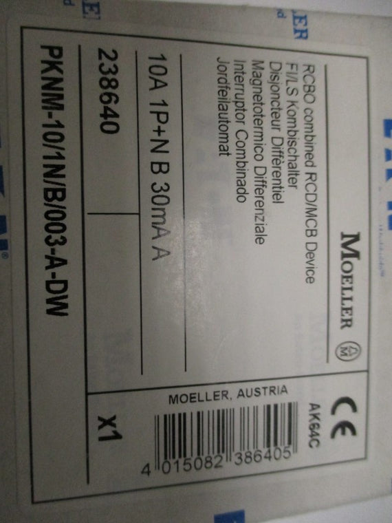 KLOCKNER MOELLER PKNM-10/1N/B/003-A-DW CIRCUIT BREAKER 10A  NSMP