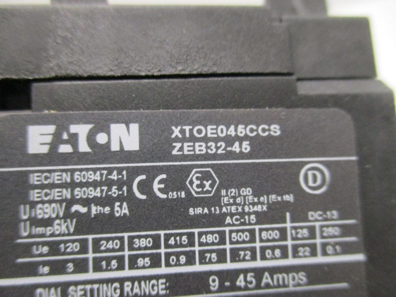 EATON ZEB32-45 OVERLOAD RELAY 9-45A  UNMP