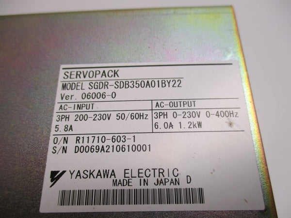YASKAWA SERVOPARK SGDR-SDB350A01BY22 DRIVE  UNMP