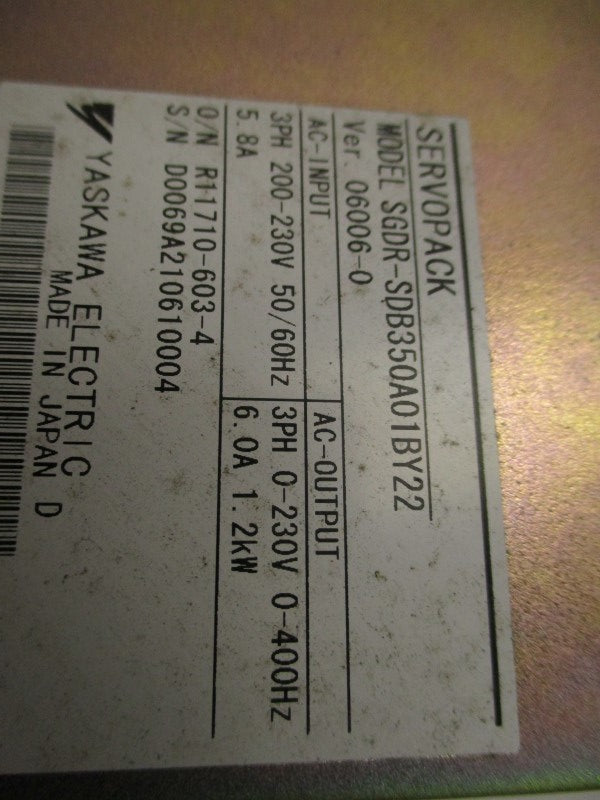 YASKAWA SERVOPACK SGDR-SDB350A01BY22 DRIVE  NSMP