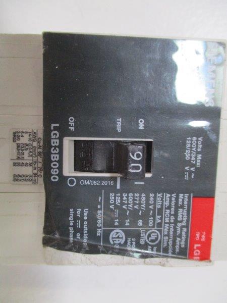 SIEMENS LGB3B090 CIRCUIT BREAKER 90A 347V  UNMP