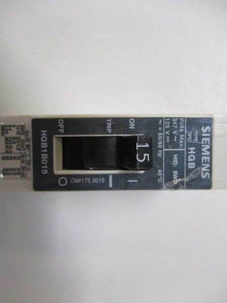 SIEMENS HGB1B015 CIRCUIT BRAEKER 15A 347V (AS PICTURED)  UNMP