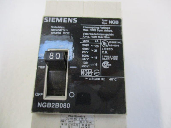 SIEMENS NGB2B080 CIRCUIT BREAKER 80A 347V (AS PICTURED)  UNMP