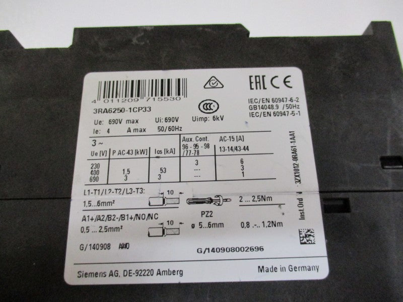 SIEMENS 3RA6250-1CP33 (AS PICTURED)  UNMP