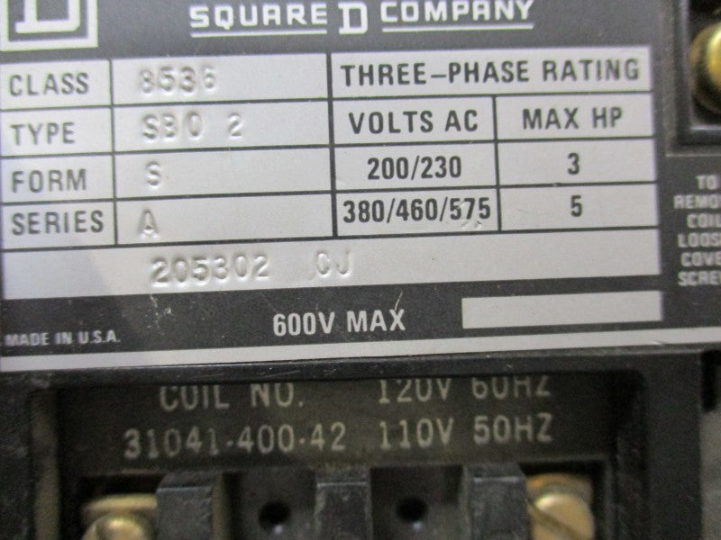 SQUARE D 8536-SB02-S (AS PICTURED)  UNMP