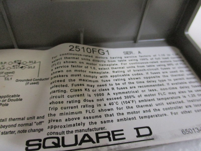 SQUARE D 2510-FG1 (MISSING ACCESSORIES)  NSNP