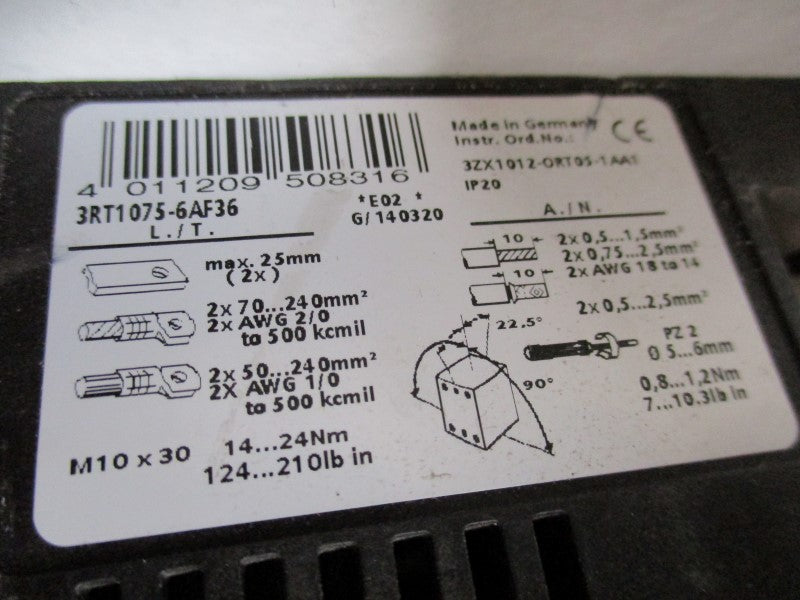 SIEMENS 3RT1075-6AF36 230V (AS PICTURED)  NSNP