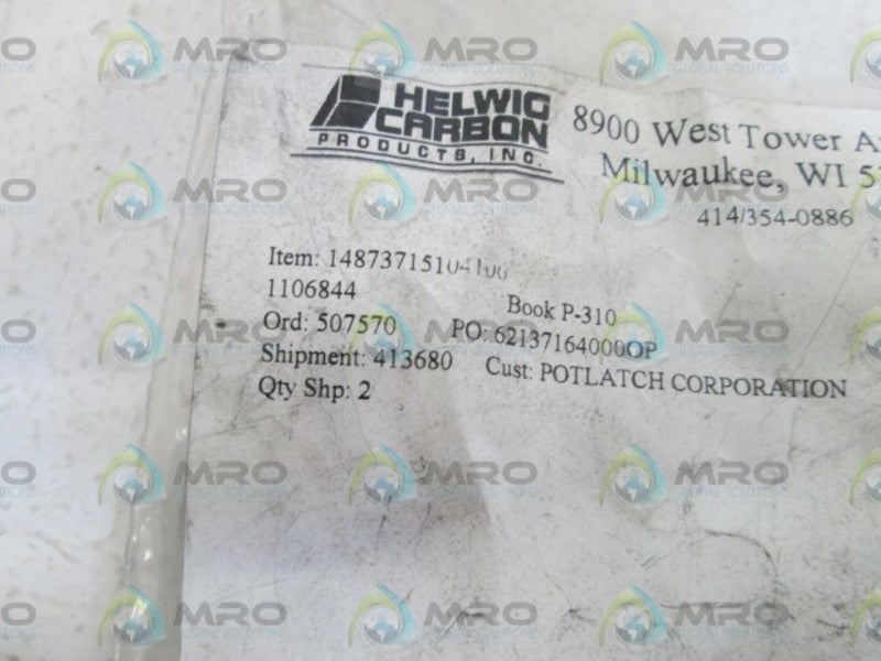 LOT OF 2 HELWIG CARBON BRUSH 1106844 NSNP IN BAG