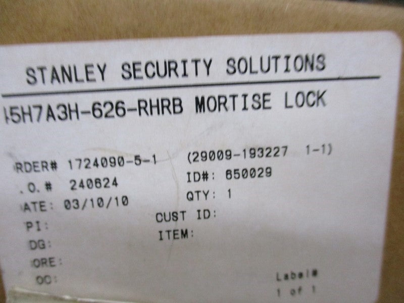 STANLEY SECURITY SOLUTIONS 15H7A3H-626-RHRB (AS PICTURED)  UNMP
