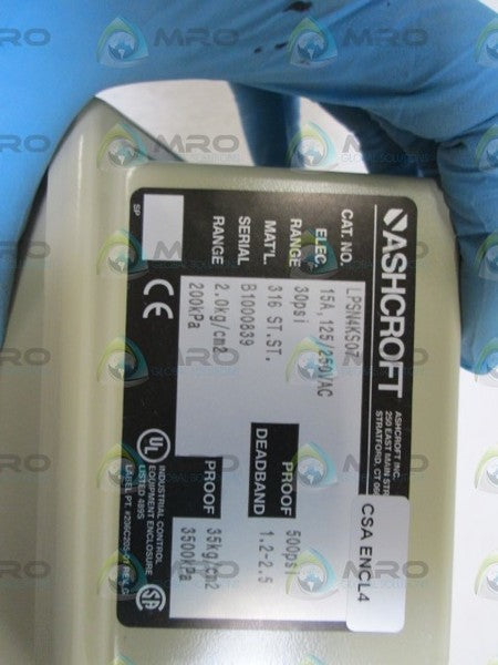 ASHCROFT PRESSURE SWITCH 30PSI LPSN4KS07  NSMP