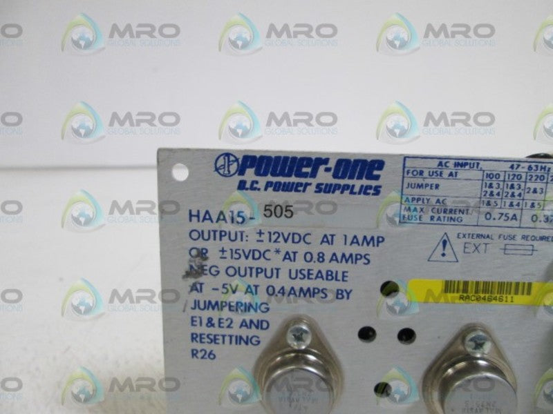 POWER-ONE POWER SUPPLY HAA15-505 UNMP