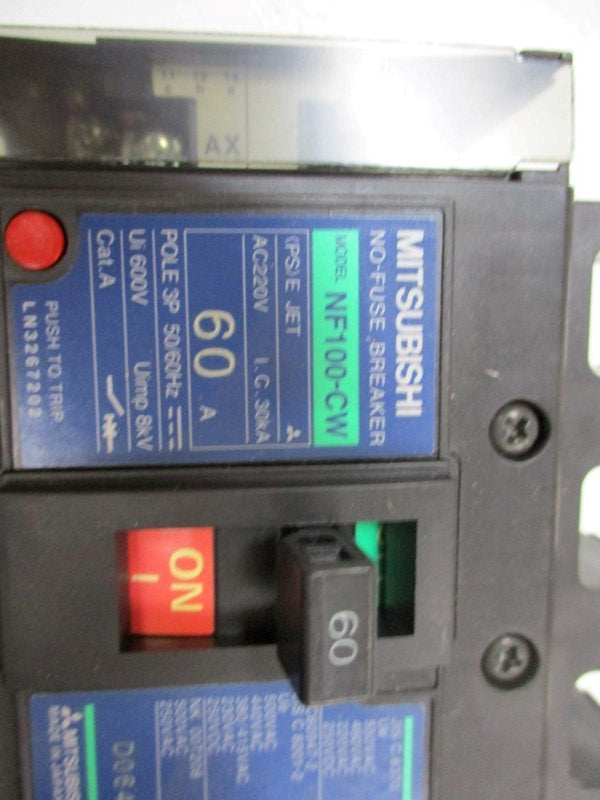 MTISUBISHI NF100-CW CIRCUIT BREAKER 60A 220VAC  UNMP