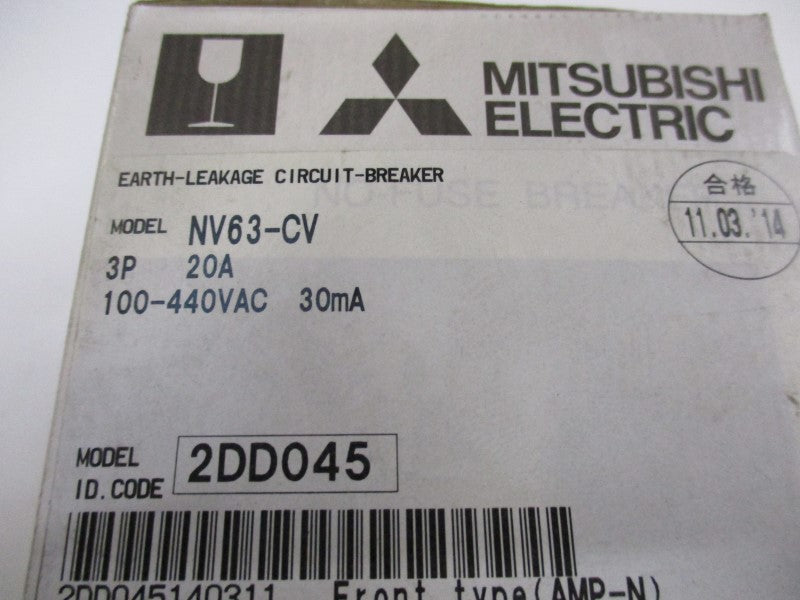 MITSUBISHI NV63-CV CIRCUIT BREAKER 20A 100-440VAC  NSMP