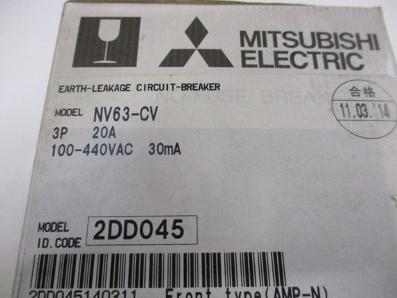MITSUBISHI NV63-CV CIRCUIT BREAKER 20A 100-440VAC  NSMP