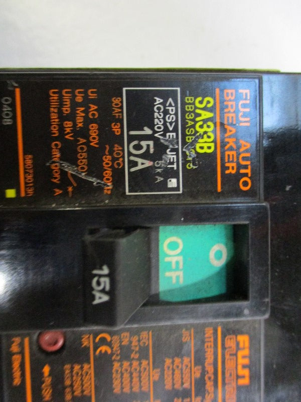 FUJI ELECTRIC SA33B CIRCUIT BRAEKER 15A 220VAC  UNMP