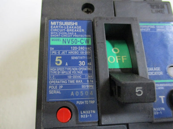 MITSUBISHI NV50-CW CIRCUIT BREAKER 5A 120-240VAC  NSNP