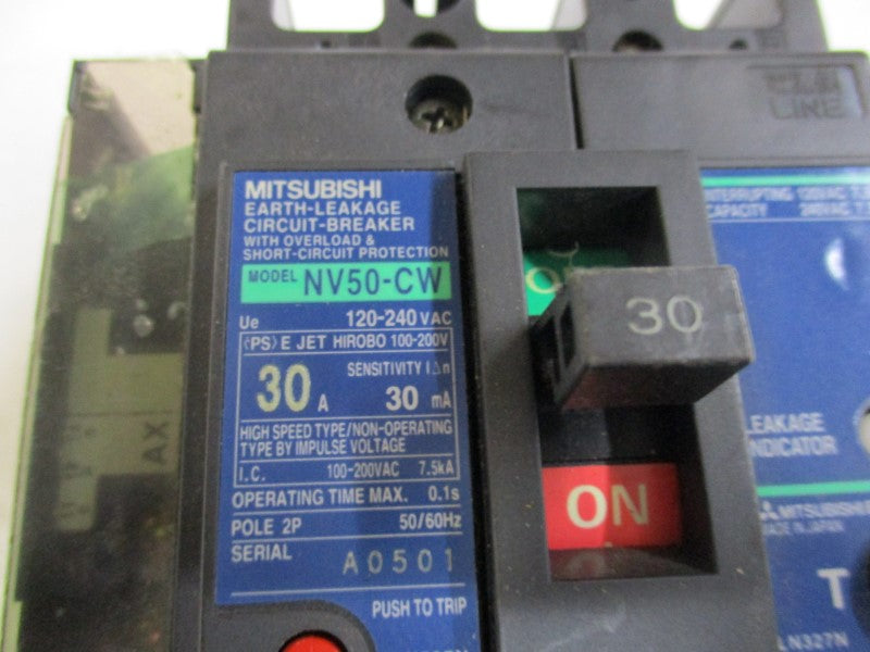 MITSUBISHI NV50-CW CIRCUIT BREAKER 30A 120-240VAC  NSNP