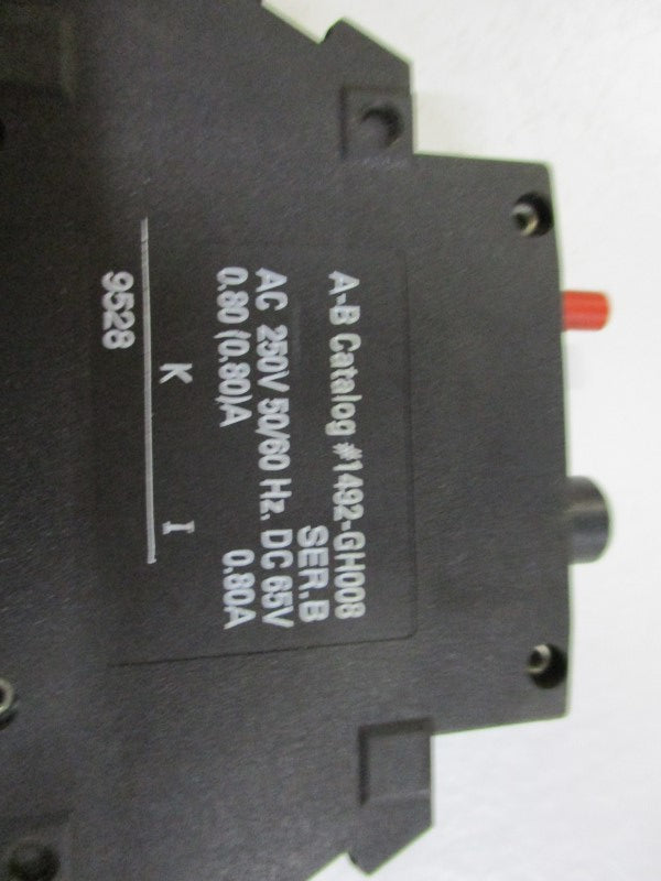 ALLEN BRADLEY 1492-GH008 CIRCUIT BREAKER SER. B 0.80A  UNMP