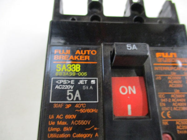 FUJI ELECTRIC SA33B BB3ASB-005 CIRCUIT BREAKER 5A 220VAC  UNMP