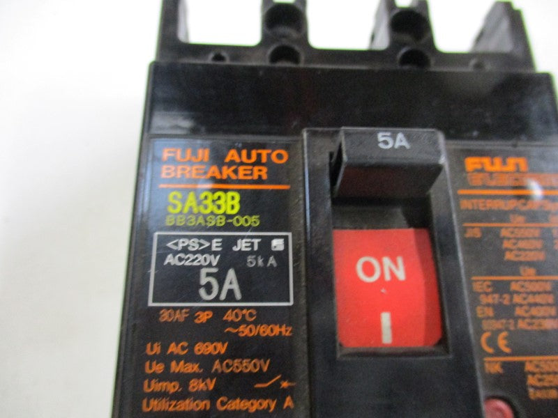 FUJI ELECTRIC SA33B BB3ASB-005 CIRCUIT BREAKER 5A 220VAC  UNMP