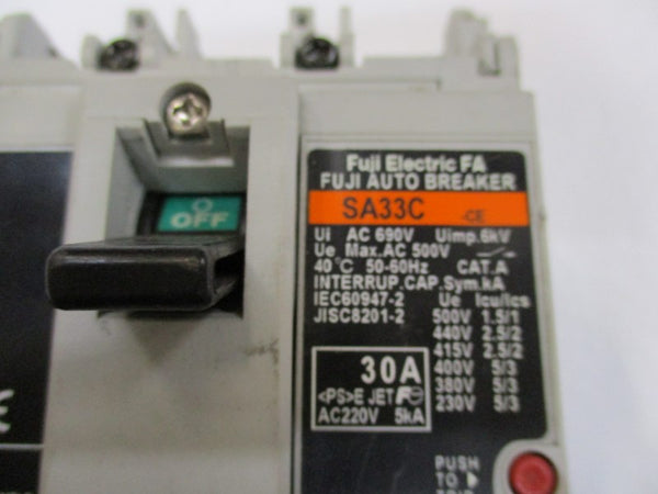 FUJI ELECTRIC SA33C-CE CIRCUIT BREAKER 30A 220VAC  NSNP