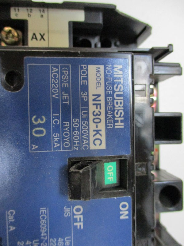 MITSUBISHI NF30-KC CIRCUIT BREAKER 30A 220VAC (AS PICTURED)  UNMP